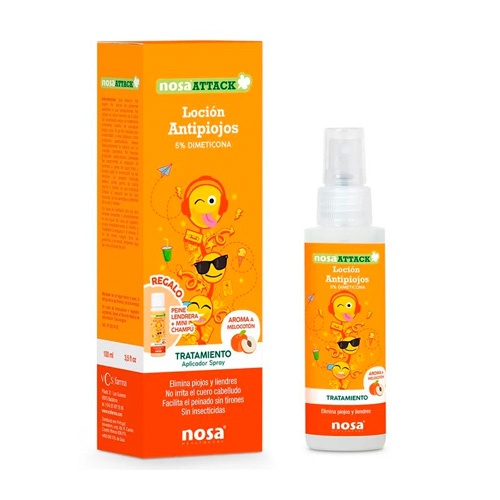 Nosa attack locion 5% dimeticona - antipiojos (100 ml aroma melocoton)